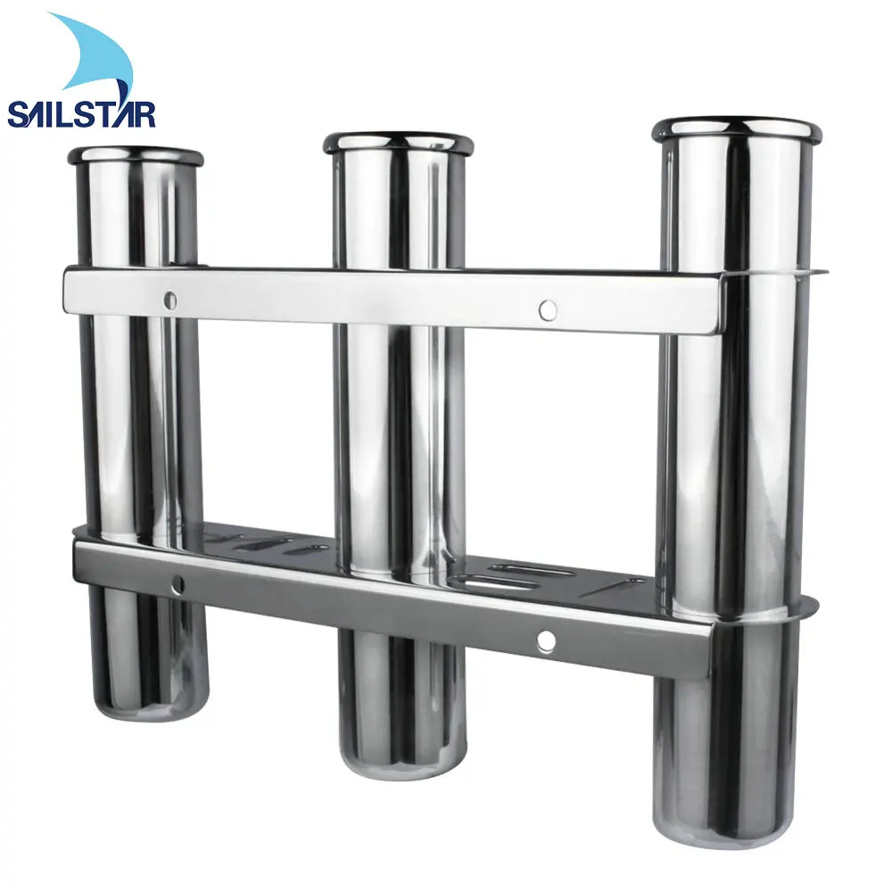 

Marine Grade Stainless Steel 316 Triple Fishing Rod Holder Rack for Yacht Boat Storage Organiser Accessories