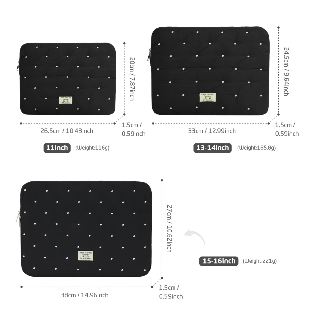 Polka Dot Laptop Sleeve For 13-14 Inch Devices Universal Protective Case Fits MacBook Air/Pro, Dell, HP Shockproof Tablets Bag