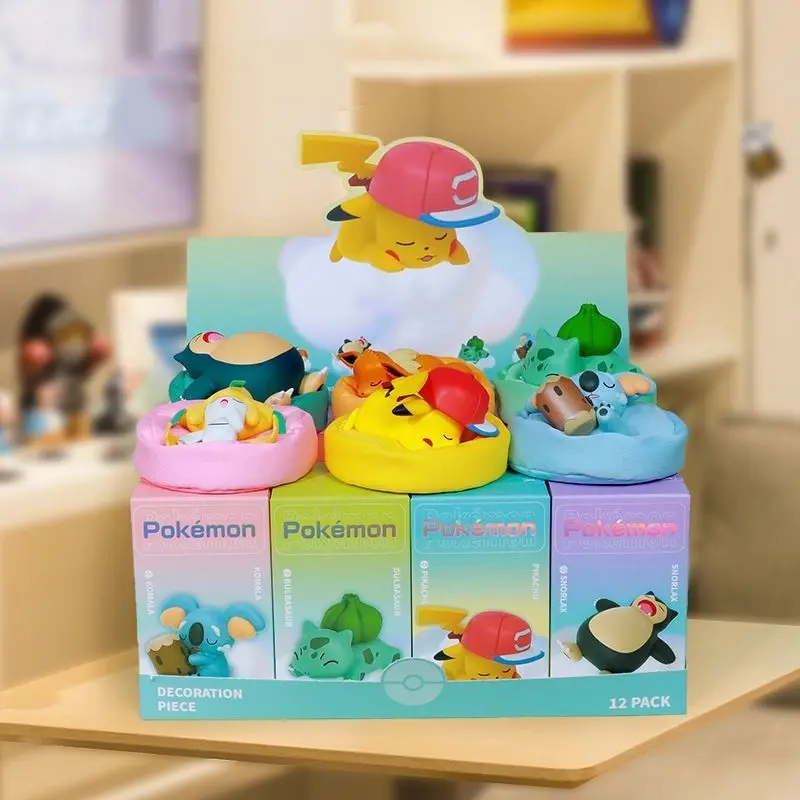 Kawaii 10 cm Pokémon Pikachu Slapen Positie Serie Blind Box Anime Snorlax Bulbasaur Kamer Decoratie Desktop Ornament Figuur