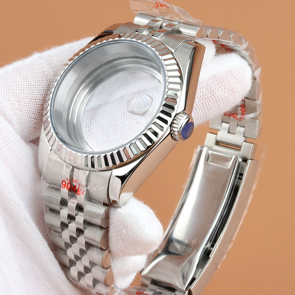 36mm  39mm Silver NH35 Watch Case fit Datejust NH35 Case Steel Oyster/Jubilee Strap For Seiko NH35 NH36 Movement Sapphire Glass