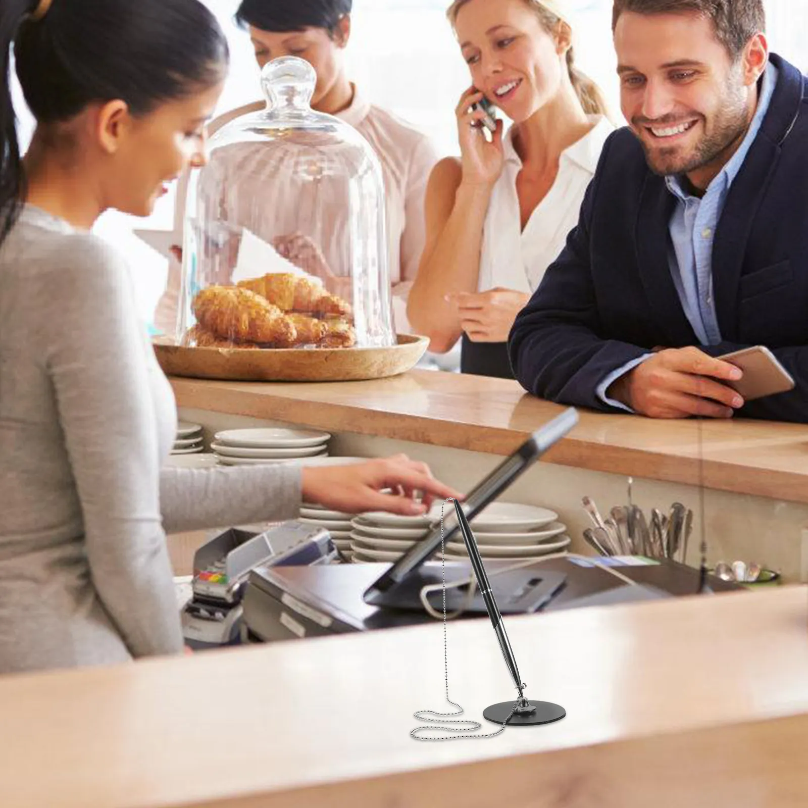 

Набор из 1 ручки для подписи с поворотным механизмом, премиум-класса, металлическая, с цепочкой, плавное письмо, удобный захват, офисные канцелярские принадлежности для бизнеса