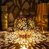 Outdoor Garden Landscape Decoration Solar Lights LED Metal Waterproof round Lantern Lights Hanging Hollow Projection Lights