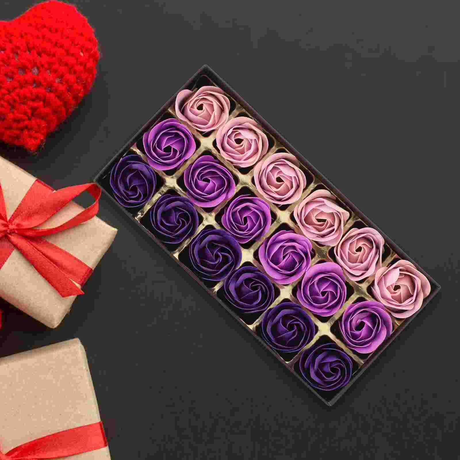 Soap Decor Rose Decoration Valentine\'s Day Gift Flower Adornments Petal 32x32x3cm Home Decors Purple Indoor Adorns Miss