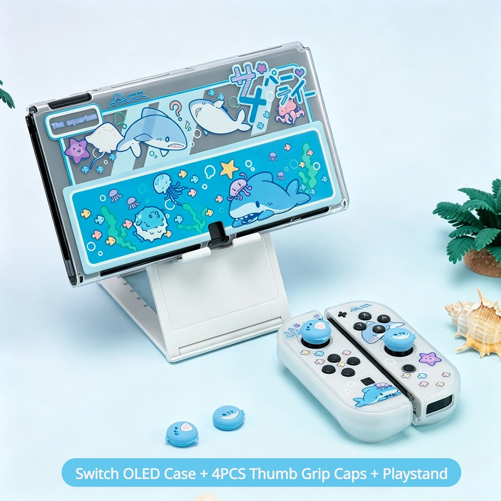Powłoka ochronna rekina GeekShare futerał do przenoszenia osłona przeciwpyłowa do przełącznika Nintendo/Ored 4 szt. Nakrętki uchwyt na kciuk akcesoria do gier — zdjęcie produktu 5
