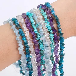 40CM Natural Stone Beads Irregural Freeform Chip Gravel Blue Turquoises Beads for Jewelry Making DIY Necklace Bracelet 3x5-4x6mm