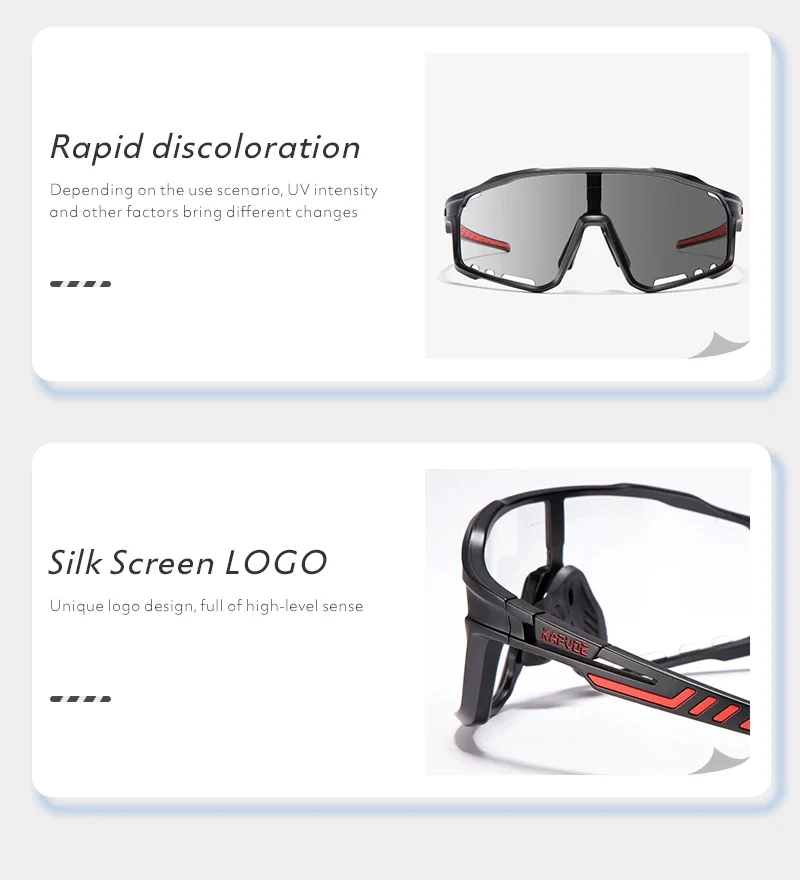 Kapvoe Farbe Photochrome Fahrradbrille MTB Sonnenbrille für Männer Frauen Sport Geschwindigkeit Mountainbike Fahrrad Zyklus Brillen Goggle – Detail 9