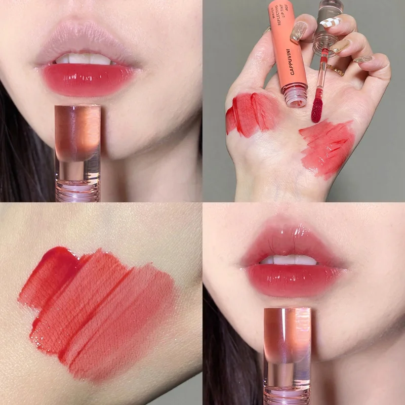 Maquiagem Água Refração Lip Glaze, Alto Nível de Aparência, Batom Refrescante, Multi-Color Opcional, Espelho Brilho