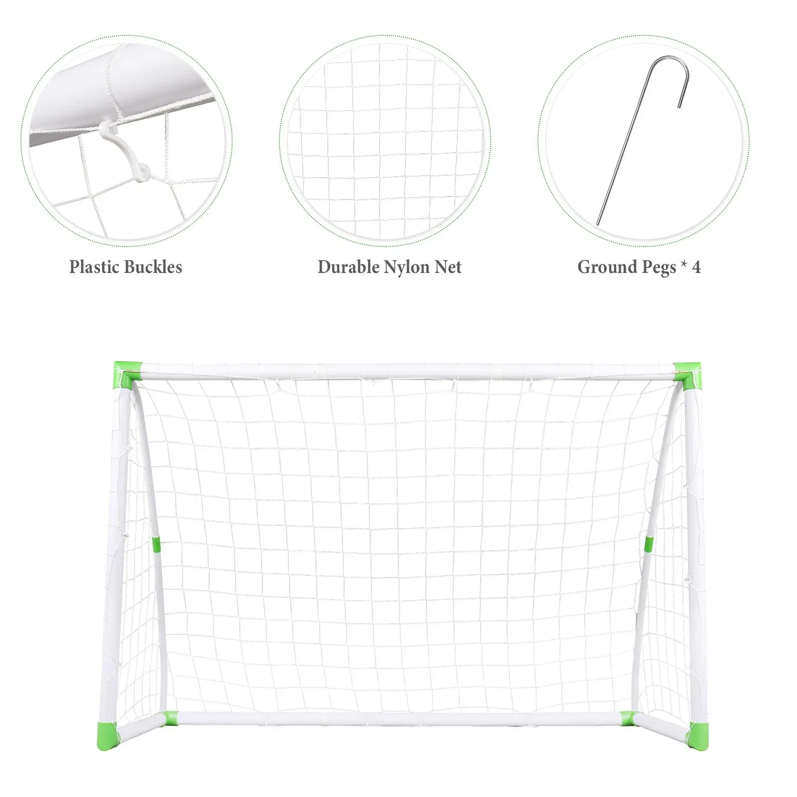 6x4 ft Soccer Goal Training Set with Net, Buckles & Ground Nails - Ideal for Football Practice