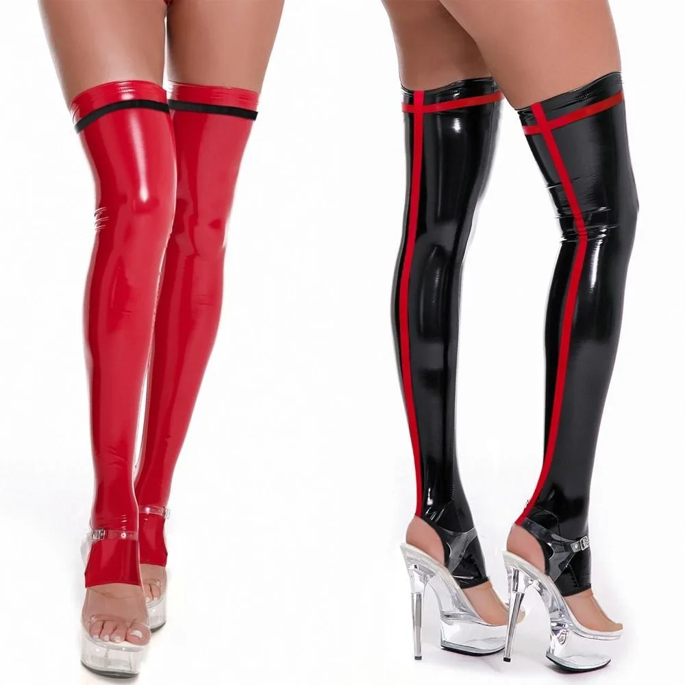 New Cross Thigh High Stockings Gothic Shiny Smooth Long Socks Sexy Elastic Open Toe Hosiery Cosplay