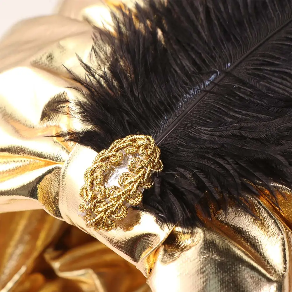 Novedoso Turbante Árabe Plisado, Gorro Étnico Indio, Pañuelo para la Cabeza de Cosplay, Accesorio de Disfraz de Sultán, para Halloween