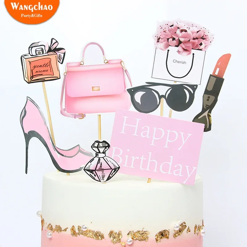 Perfume High-heeled Fashion Girl Cake Topper Cake Decoration Single Lady Happy Birthday Cake Topper Forever 21 Party Supplies