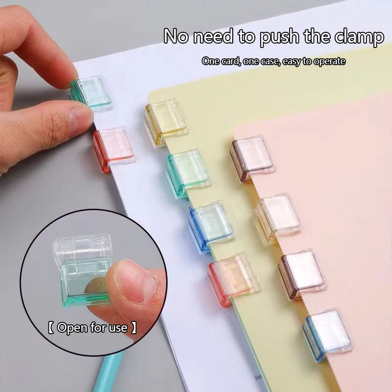 Cute Transparent Push Clip Binder Clips File Documents Notebook Bookmarks Paperclips Index Page Holder Clamp Office Organizer