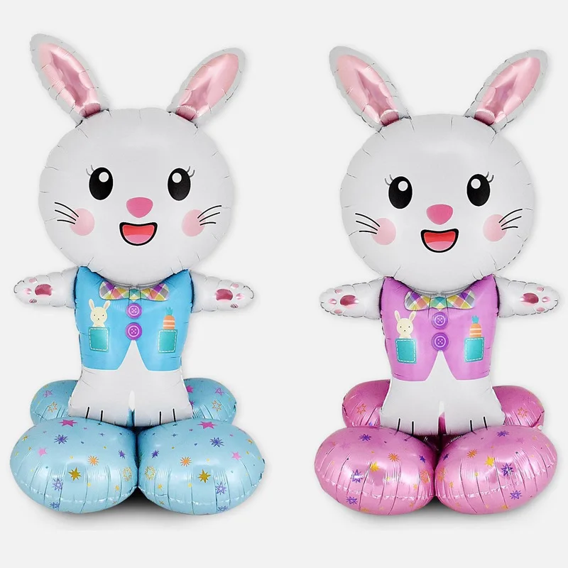 72*126cm Standing Bunny Balloon Easter Foil Rabbit Egg Balloon Cute Buped Balloons for Indoor Outdoor Yard Kids Easter Toy Decor