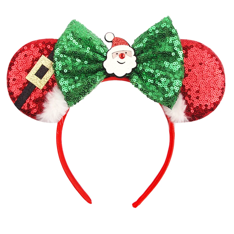 Christmas Mickey Mouse sequins Headbands Mickey ears Bow Headbands, Hair Accessories, Amusement Park Hair Accessories