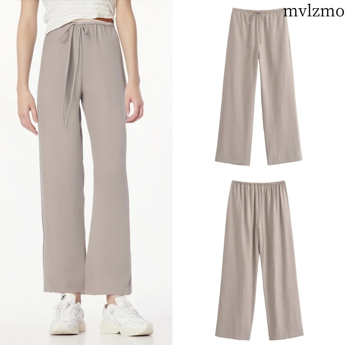 

2024 Women's Fashionable Versatile Loose Pajama Style Solid Colour Trousers