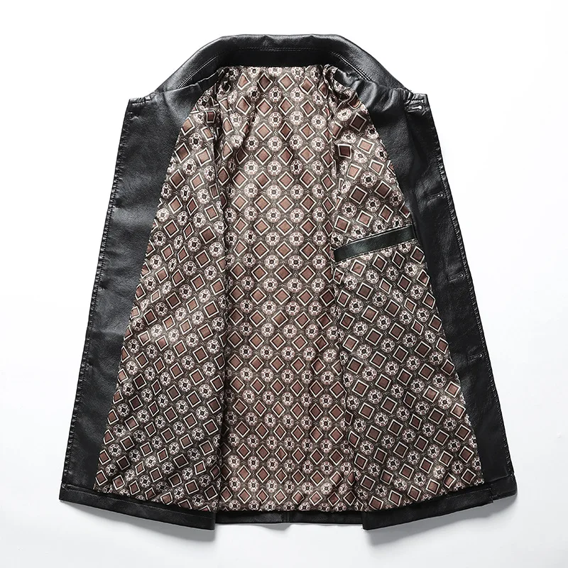 2025 New Trendy Men's Faux Leather Motorcycle Jacket Casual lapel Collar Outdoor Cycling Quality Cross-border Product coat