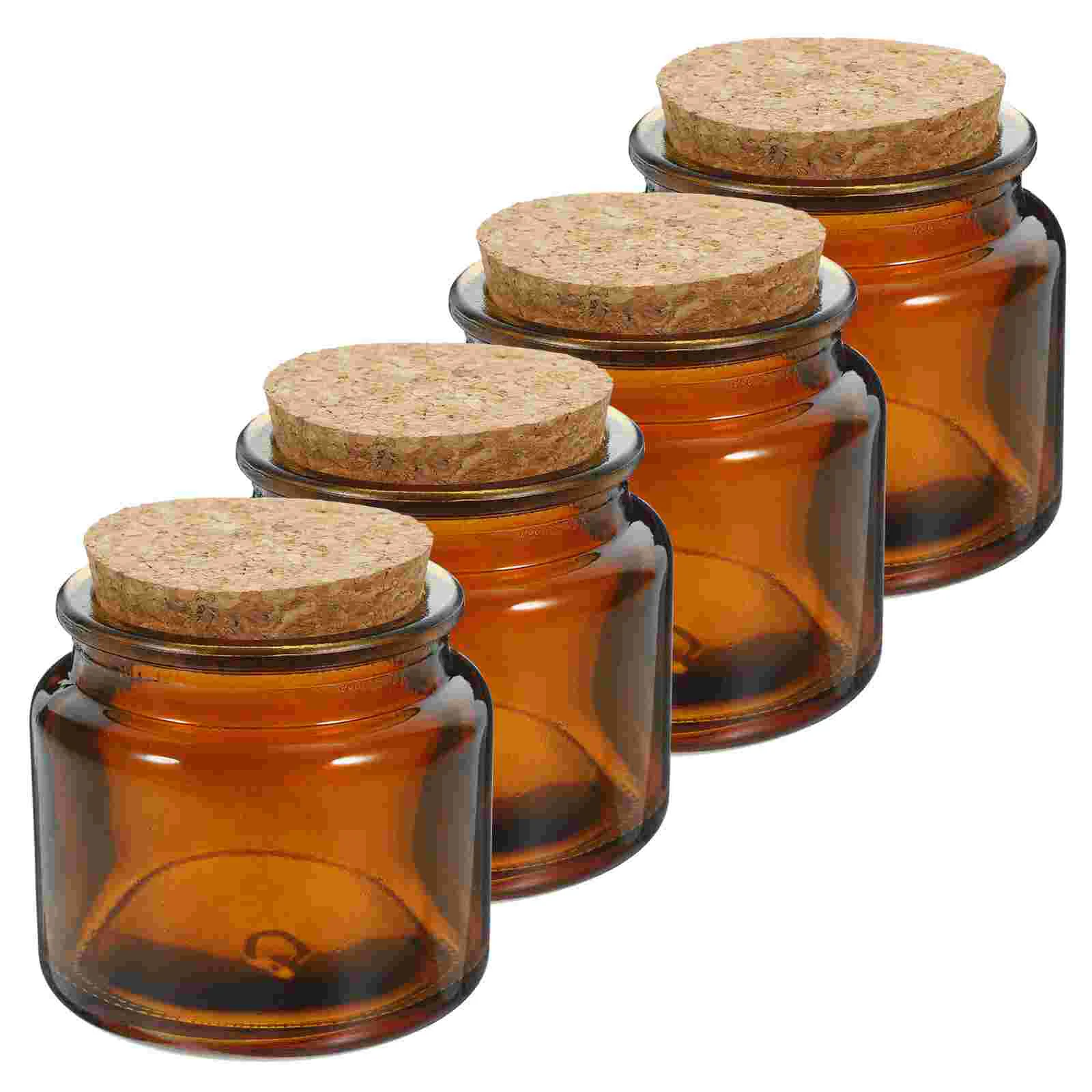 

4 Pcs Glass Scented Cup Household Holder Cork Jar Bottle Holders Tealight Wood Table Centerpieces Candlesticks