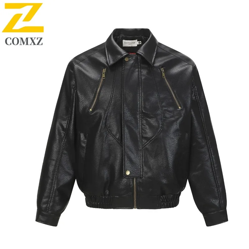 

COMXZ мужские куртки из искусственной кожи, новинка 2023 года, свободные водонепроницаемые дорожные велосипедные повседневные прогулочные байкерские куртки, удобное пальто для кемпинга и путешествий