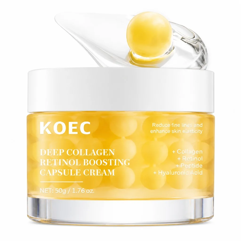 Deep Collagen Retinol Capsule Cream 50g, Peptide Hyaluronic Acid Facial Moisturizer, Reduce Fine Lines Enhance Elasticity