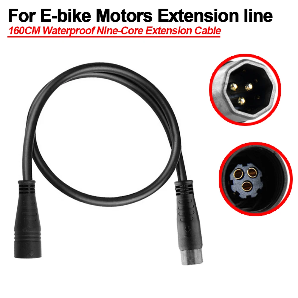 

E Bike Accessories Waterproof Motor Extension Cable 160CM Large Waterproof Nine-core Wire 750W/1000W Electric Bike