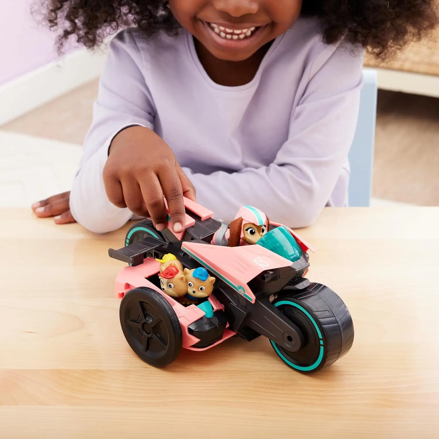 Original Paw Patrol Mighty Movie Liberty & Poms Vehicles Rescue Car with cats Action Figure Boy Girl Children Birthday Gift