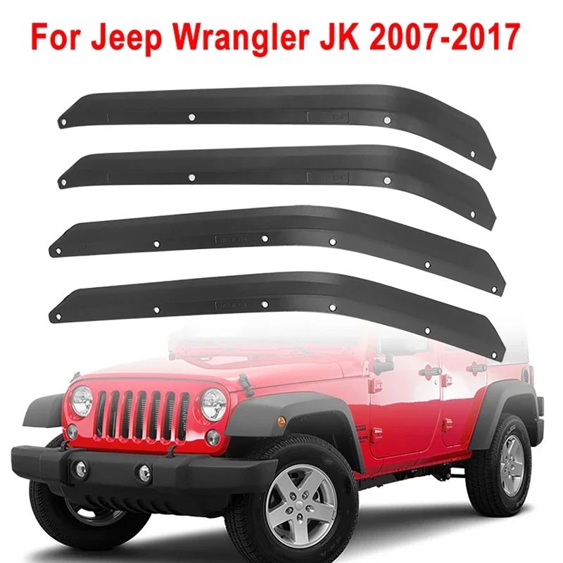 Fender Front Rear Flares For Jeep Wrangler JK 07-17 Extension Widening ABS Black 4pcs Wider Wheel Protector OffRoad Fender Flare