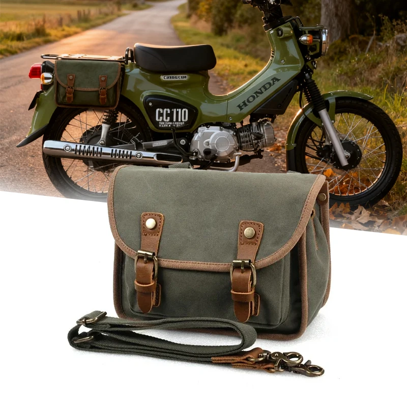 

Vintage Canvas Motorcycle Side Bag Motorcycle Toolkit Rear Tail Luggage Crossbody Bag Hanging Bag For Honda