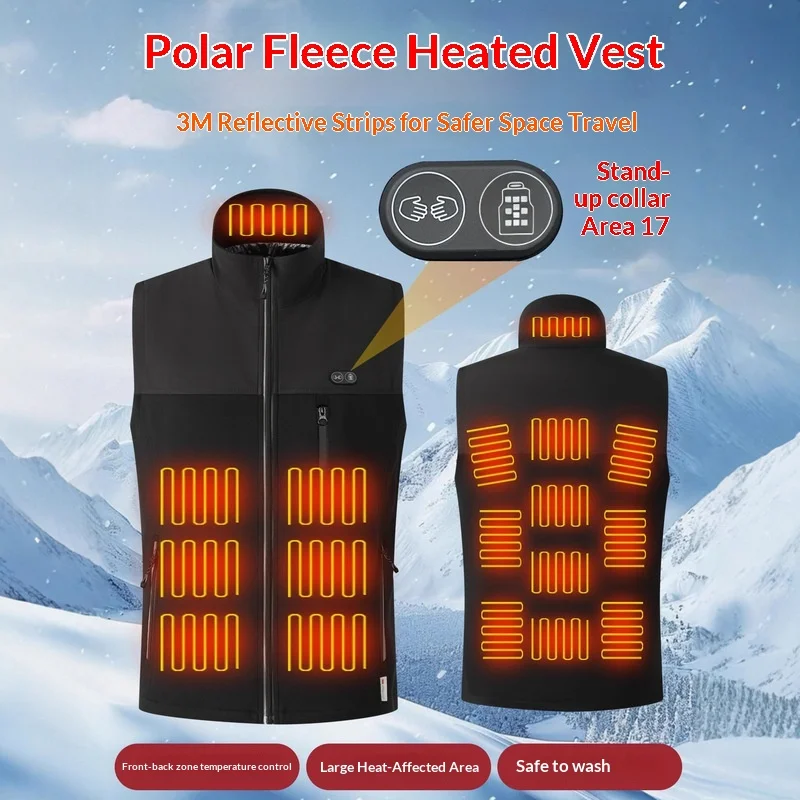 

New Winter Men's Stand Collar Heating Vest Intelligent Constant Temperature Electric Heating Cotton Motorcycle Rider Vest