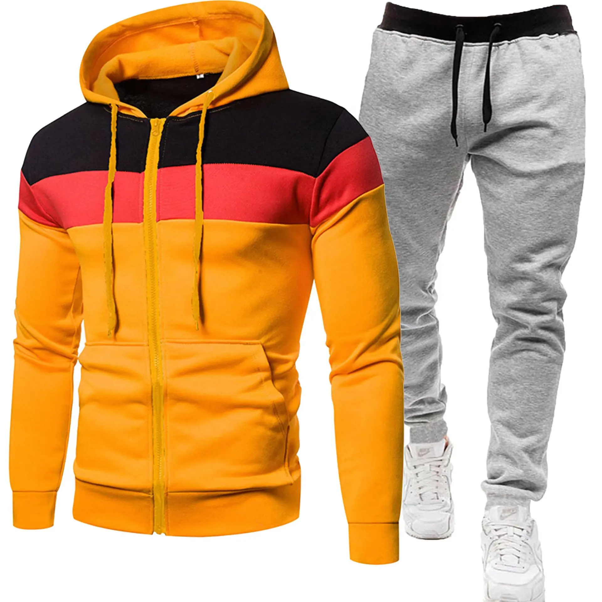 Men Clothing Sweatshirt Suit Hoodie and Pants Suit Mens Fashion Suits Men\'s Winter Clothes New Two Piece Set Zipper Cardigan