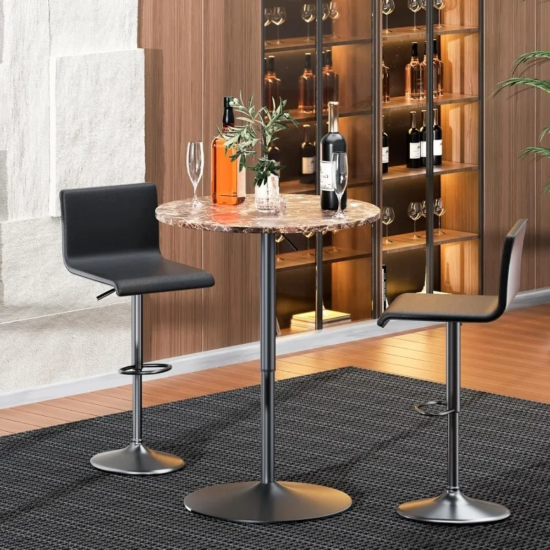 Round Cocktail Bar Table with Metal Base, 23.5