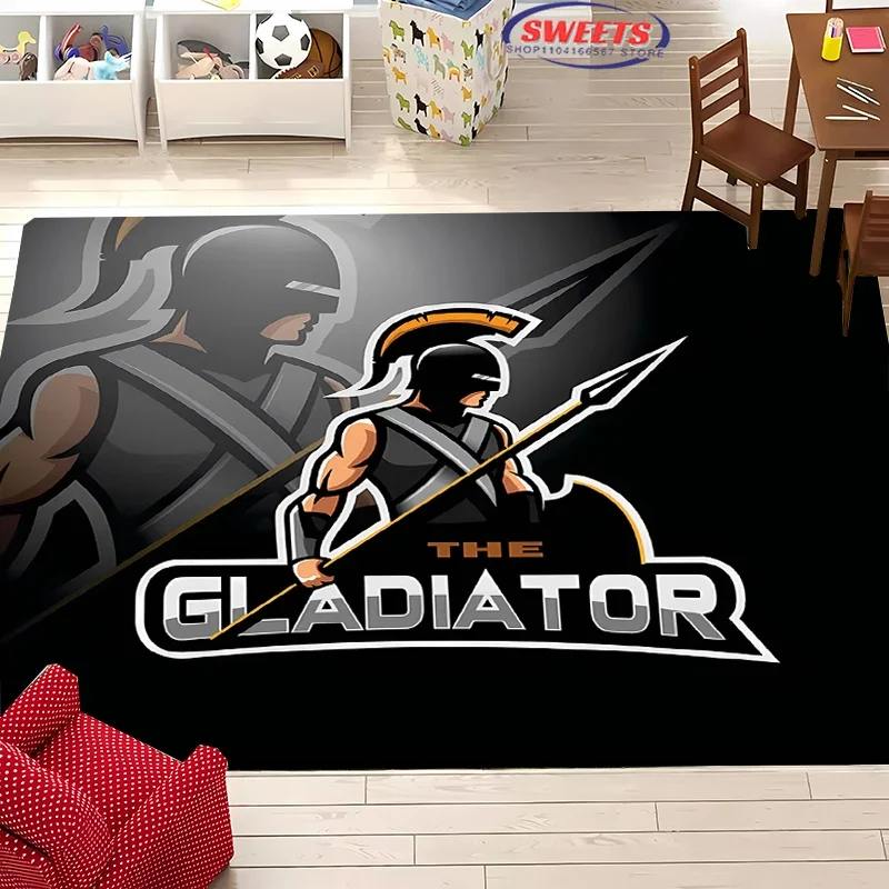 3D HD Printing Spartan Sparta Warrior Logo Carpet for Living Room Bedroom Mat Sofa Doormat Floor Rug Anti-slip Decor Durable Mat