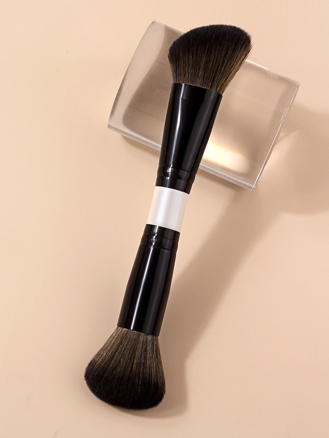1Pc Double‑ended Contour Makeup Brush Slope & Round Head Cosmetic Brush For Face Contouring Bronzer Highlighter Blush Make‑up Be