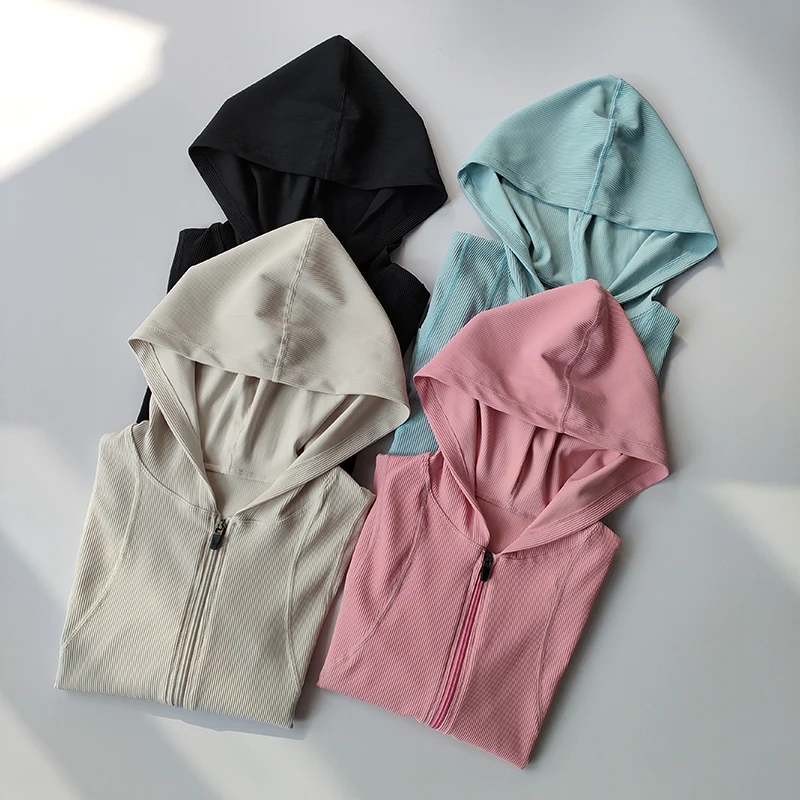 سترة يوجا نسائية بغطاء للرأس وأكمام طويلة معطف رياضي للجري في صالة الألعاب الرياضية والملابس الترفيهية والتمارين #1