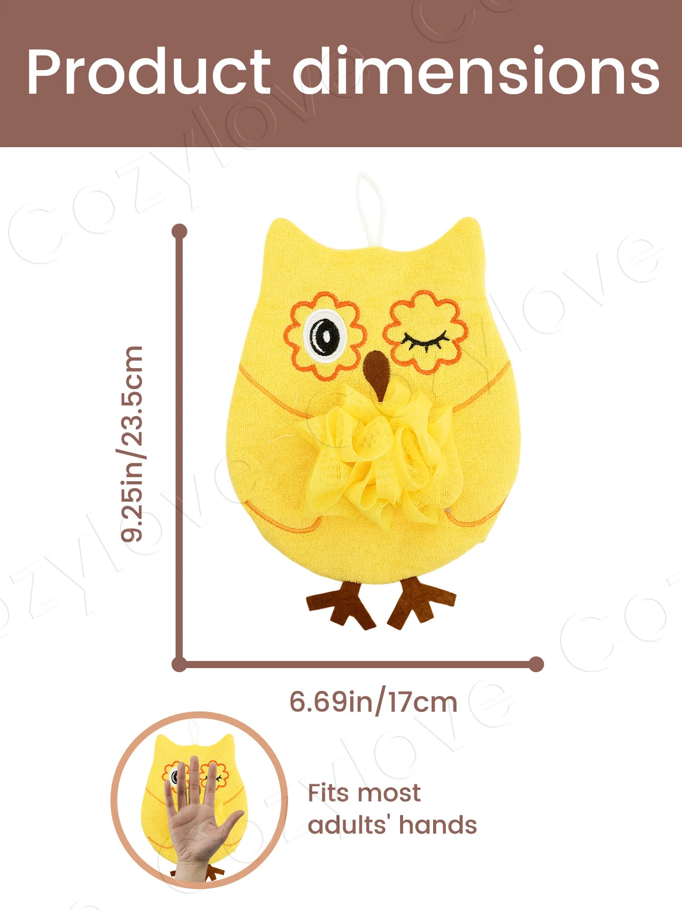 Cute Animal Kids Shower Loofah | Soft Owl Bath Ball Sponge for Toddler Bathing, Random Style