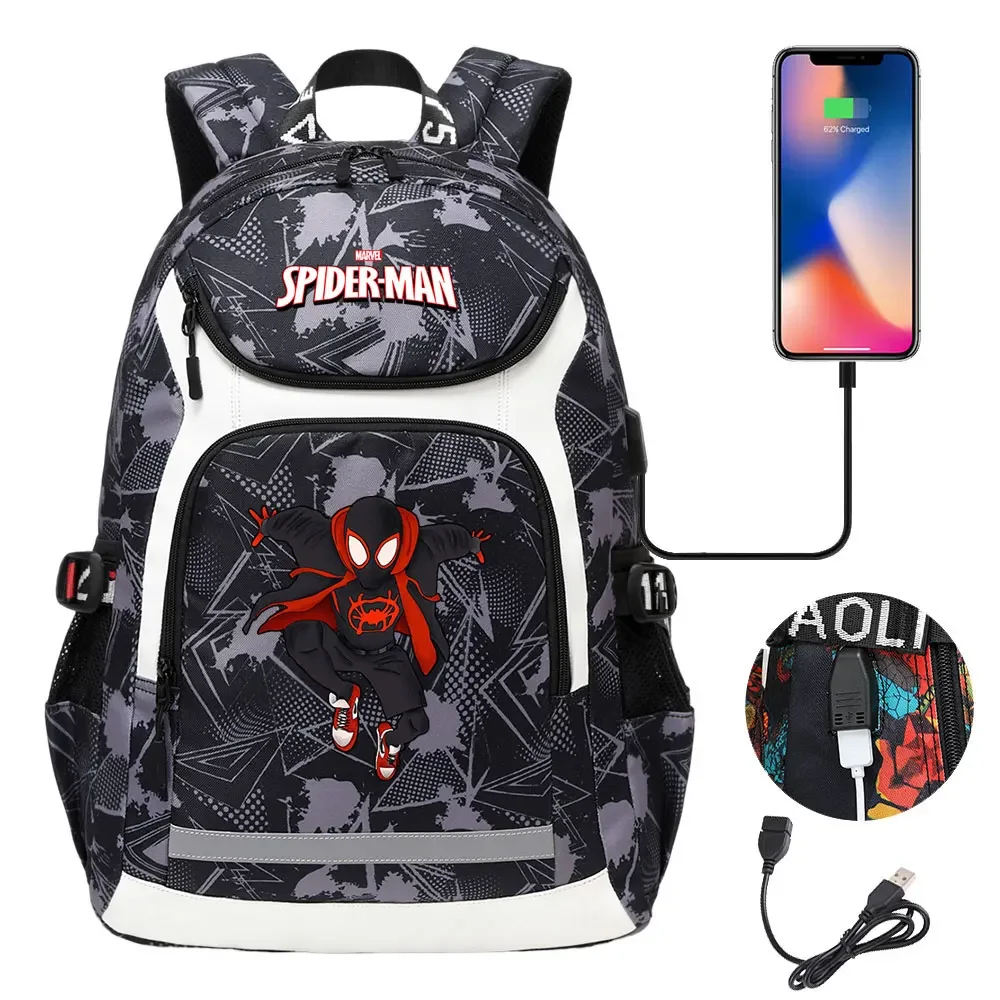 Spider Man Prints New Girls Boys Kids School Book Bags USB Teenagers Schoolbags Women Men Laptop Travel Backpack Dropshipping