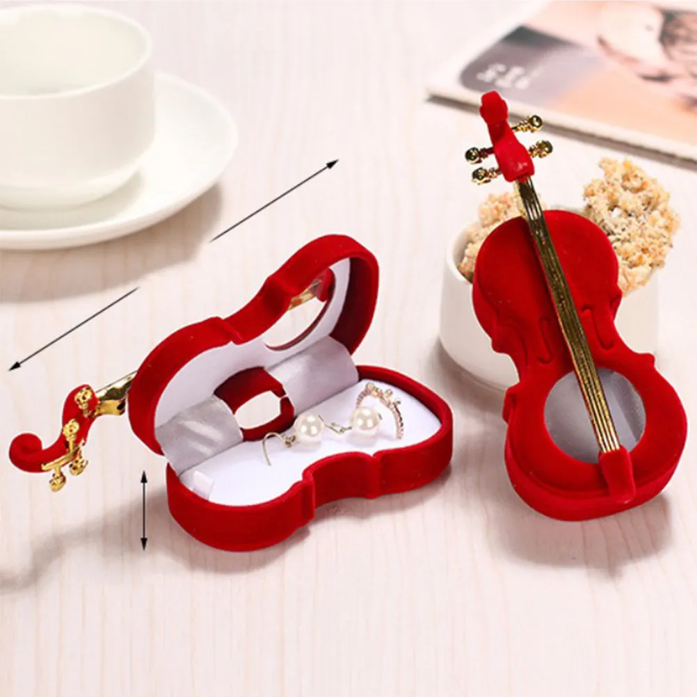 1Pcs Violin Shape Jewelry Box Small Portable Travel Organizer for Earrings Rings Necklaces Studs Pendants Cufflinks Creative