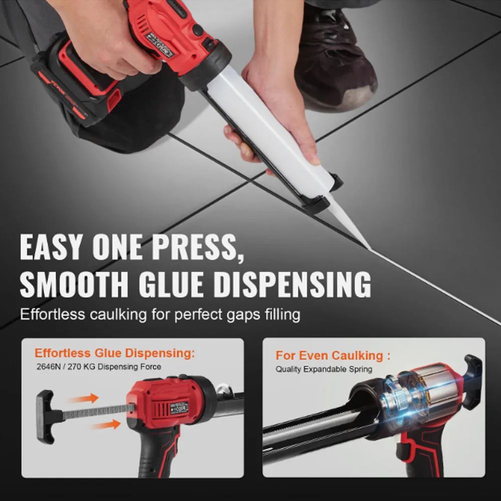 

Cordless Caulking Gun 4 Adjustable Speed with LED Light Electric Glass Glue Gun Silicone Gun forMakita 18V Battery (No Battery)