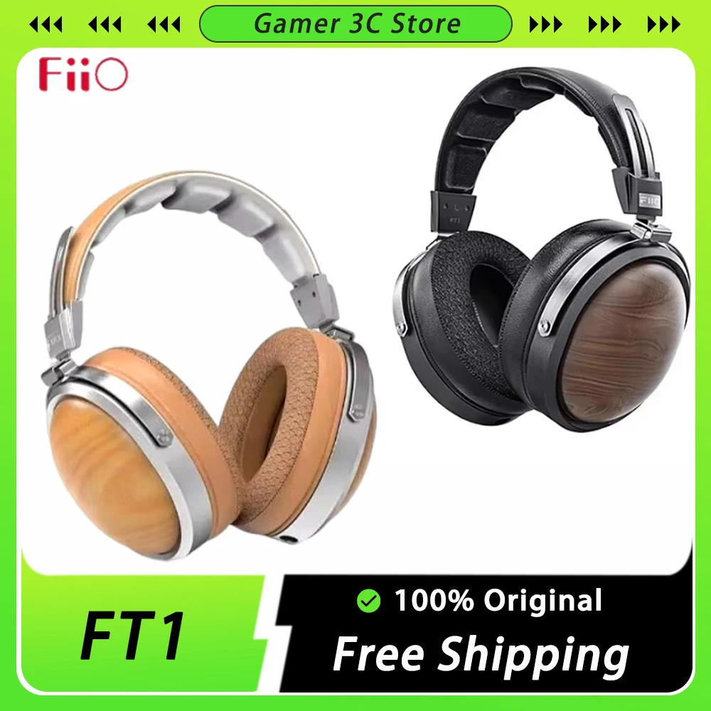 FiiO FT1 HIFI Wired Headphones Walnut Wood CCAW 60mm Dynamic Earphones Nanowood Fiber Composite Diaphragm Custom Esport Headsets