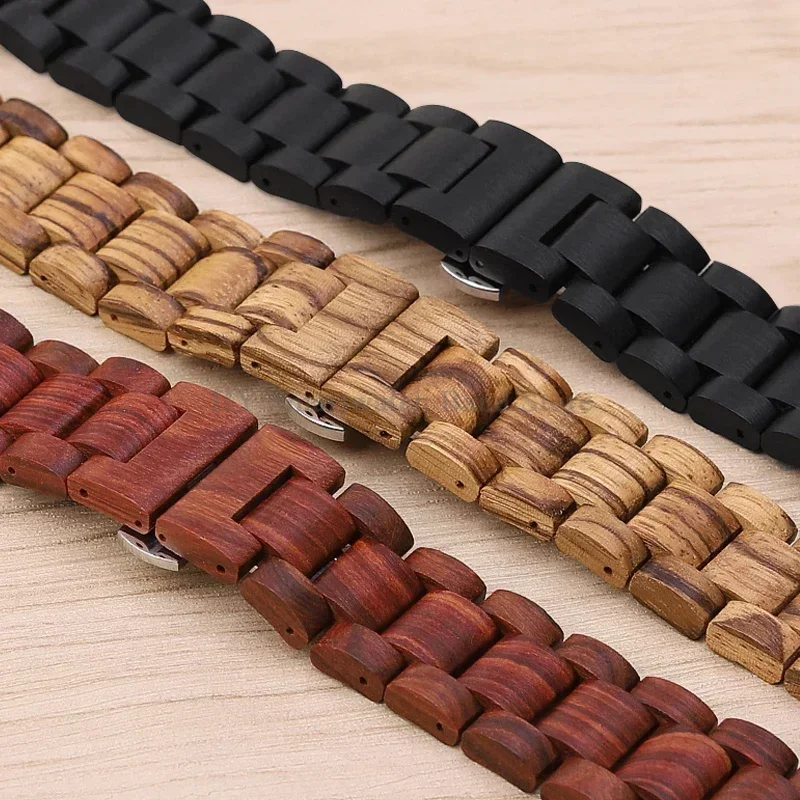 Wood Strap for Seiko for Omega for Huawei Watch GT4/3/2 42/46mm for Amazfit GTS Wooden Wrist Band Men Women Bracelet 20mm 22mm