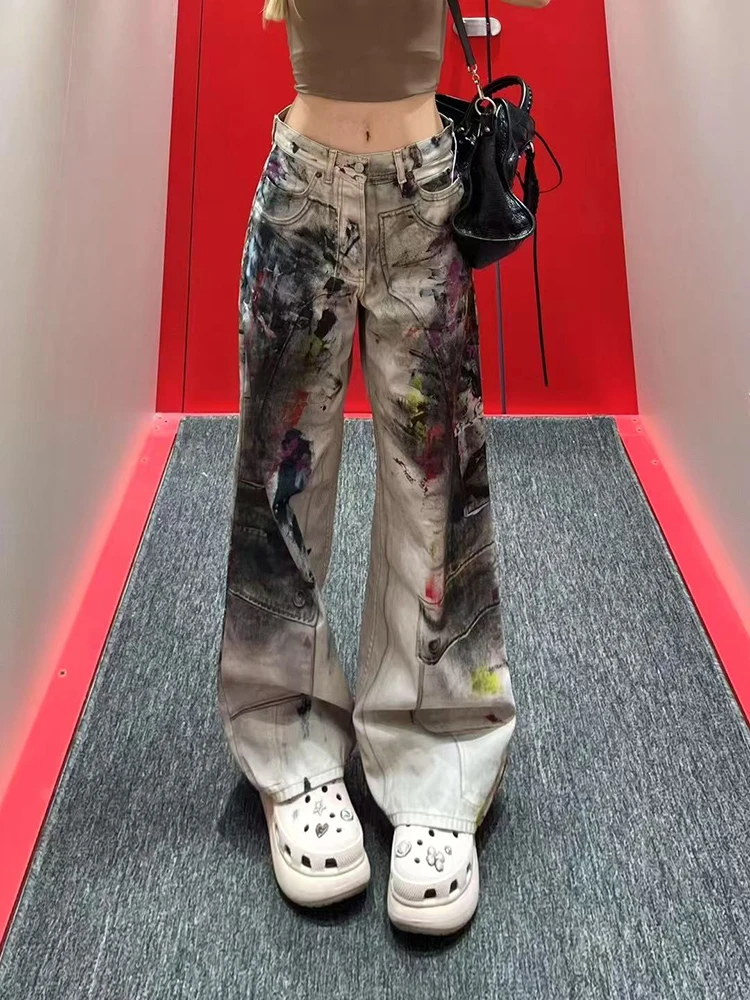 

Женские черные готические джинсы Harajuku Y2k 90-х Эстетические мешковатые джинсовые брюки Корейские джинсовые брюки в стиле панк Винтаж 2000-х годов Мусорная одежда