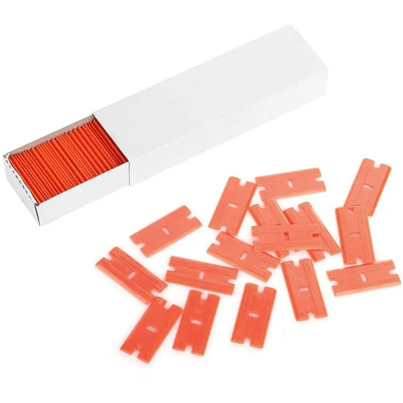 9PCS Plastic Razor Blade Scrapers & 300 PCS 1.5 Inch Double Edge Plastic Razor Blades For Auto Window Tint Vinyl Tool