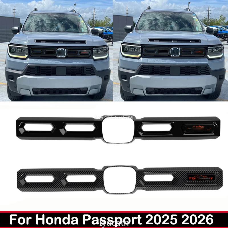 

For Honda passport 2025 2026 ABS Black Front middel Bumper Grid mesh Grill Grille Hoods Part Car front Body Racing Engine Trim