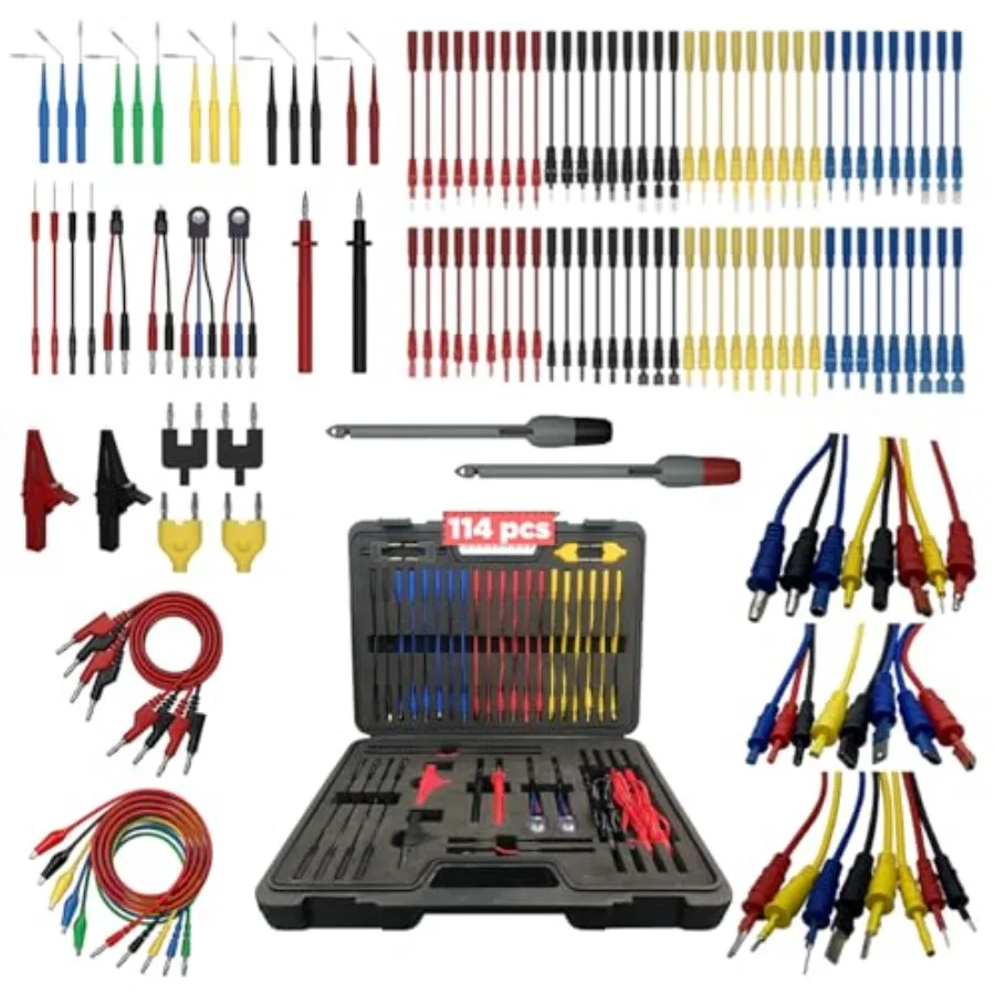 

Multimeter Test Leads Kit 114PCS Multi Function Electrical Back Probe Kit with Alligator Clips for Automotive Circuit Testing a