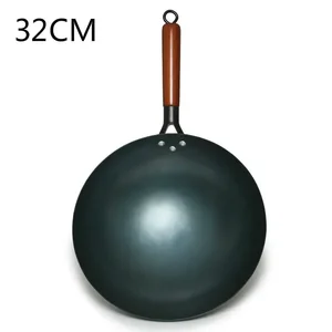 Demir tava, geleneksel çince, sağlıklı, el yapımı, kullanımı harika, ahşap saplı, yapışmaz tava, gazlı ocak, mutfakta tencere ve tavalar tava, demir Kızartma tavasının 6 büyük satışı, büyük demire-no. 3