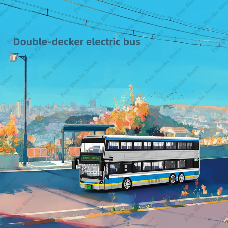 2025 City Intercity Bus Building Blocks Set Double Deckers Travel Bus Passenger Roleplay Figure DIY Bricks Gift for Boys Girls