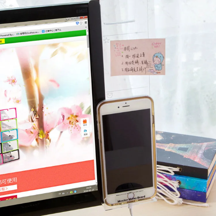 1pcs Creative Acrylic Monitor Message Memo Board for Sticky Note Transparent Name Card Phone Holder Desktop Plastic Holder