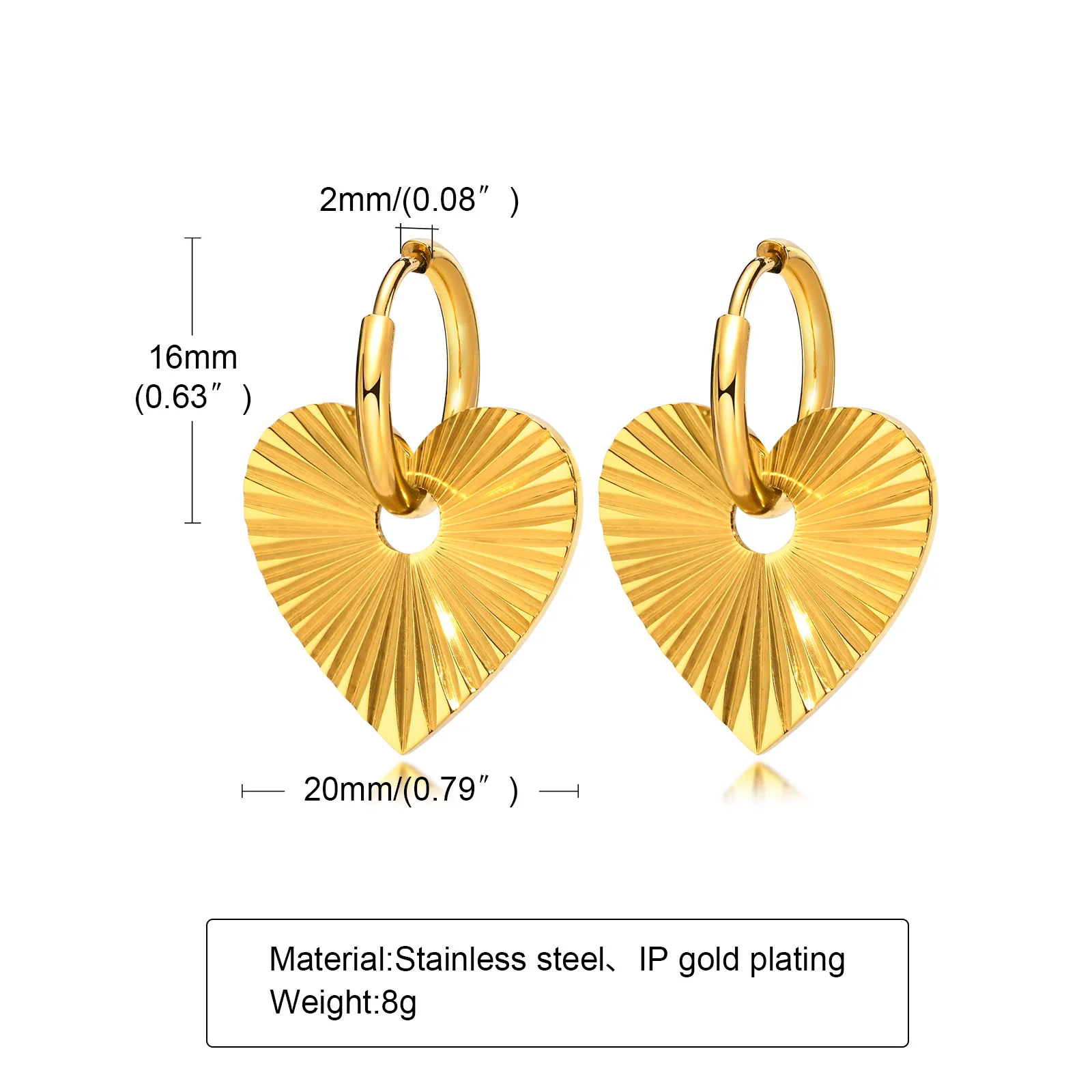 Heart Huggie Hoop Earring Women Girls, Hypoallergenic Stainless Steel Valentine's Day Love Gift