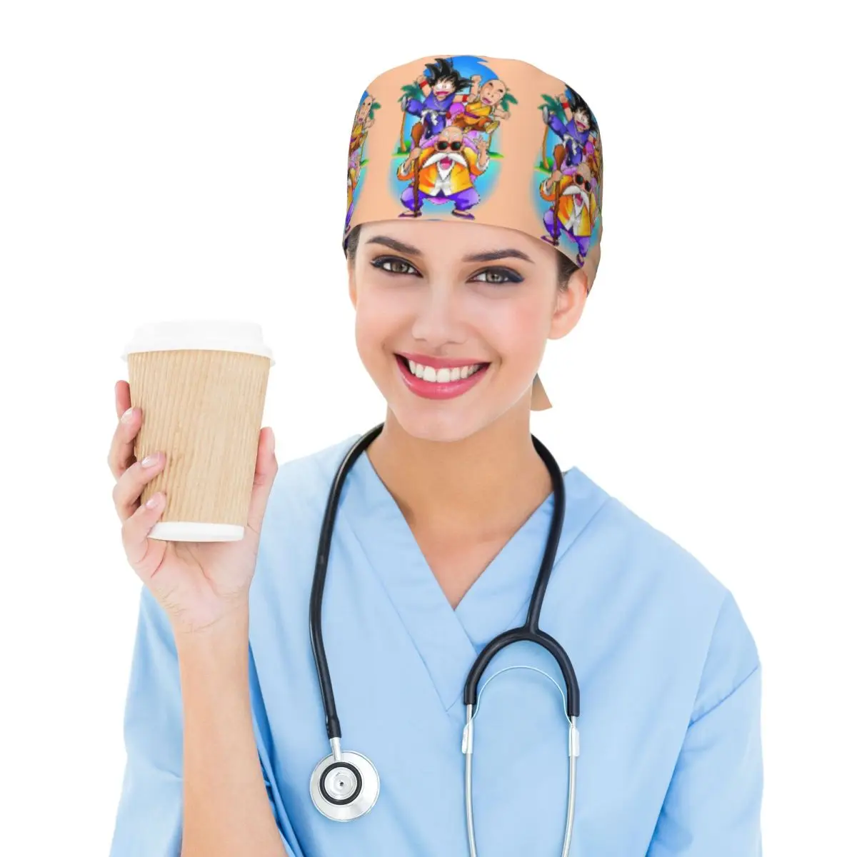 Custom Goku Breathable Nursing Work Cap Surgical Scrub Caps Unisex Nurse Medical Cap Work Scrubs Hat for Medical Surgical