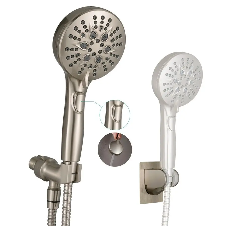 

Shower Head with on off SwitchampBuiltin Power Spray,7Setting High Pressure Shower Wand with 79in Long HoseampBracket and Extra