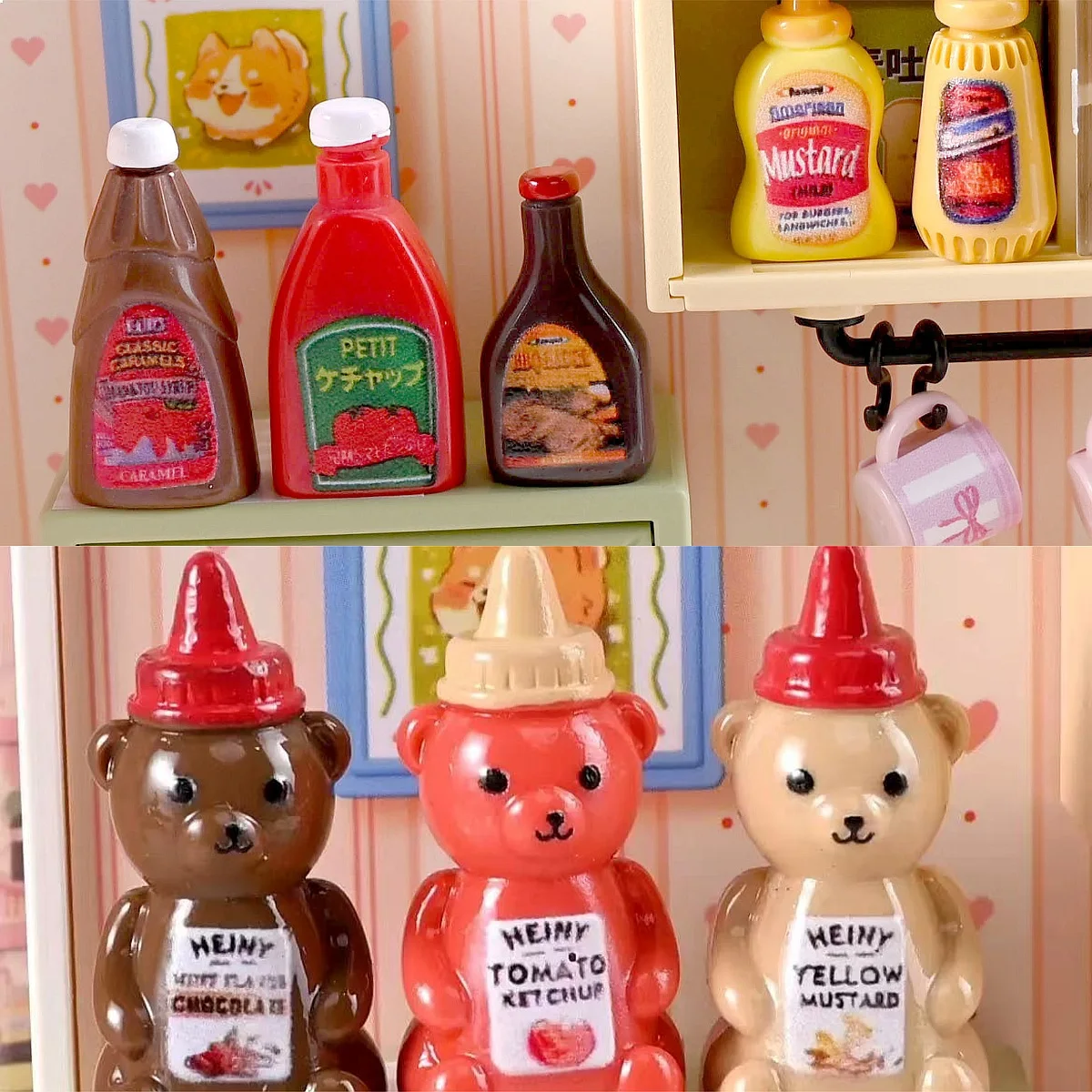 100pcs Kawaii Cartoon Simulated Ketchup Mini Food Dollhouse Decor Wholesale DIY Accessories for Jewelry Keychain Kitchen